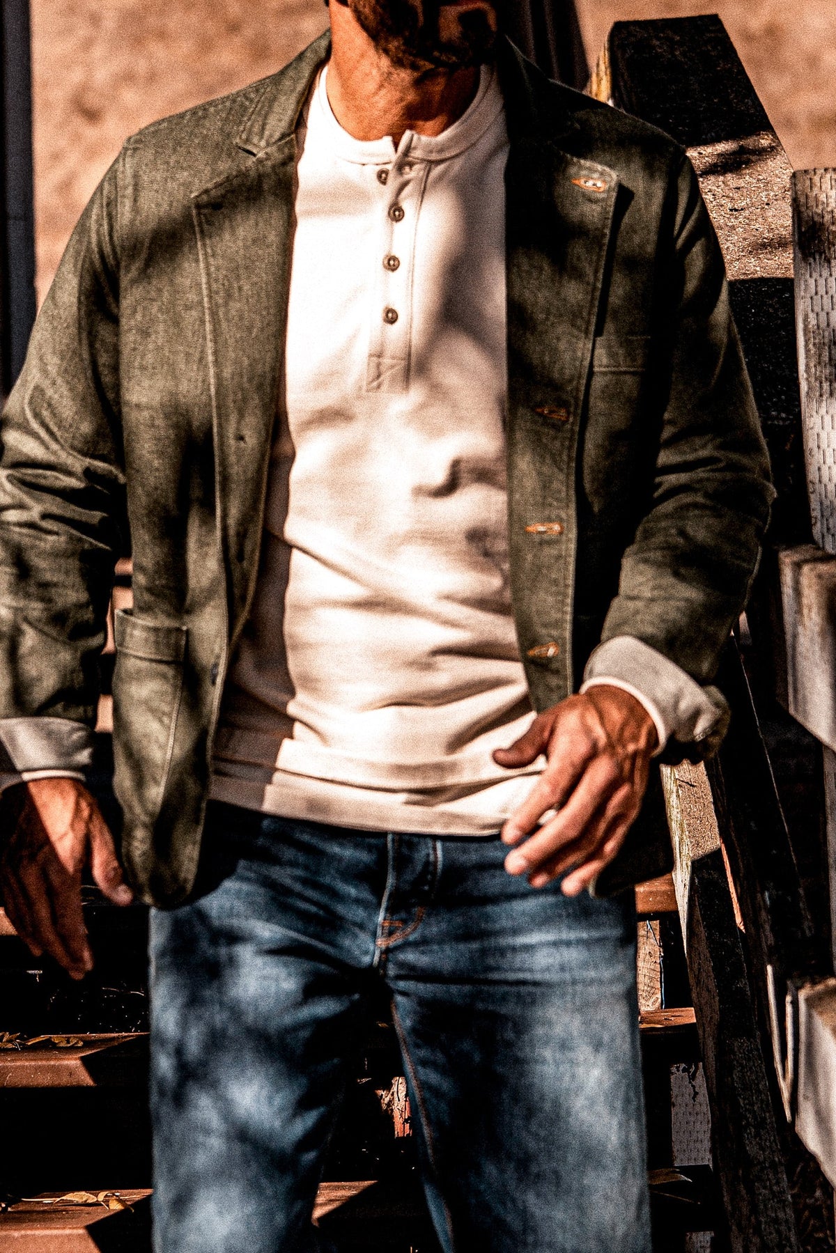 Men | Stinson Henley | 12oz 100% Cotton - Natural
