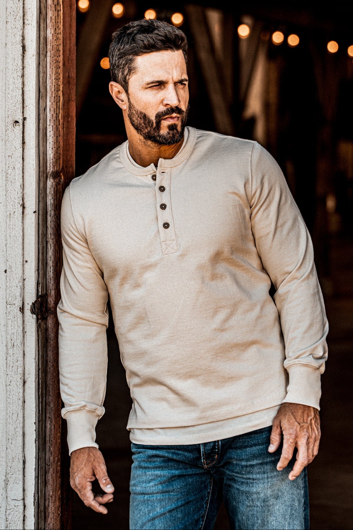 Men | Stinson Henley | 12oz 100% Cotton - Natural