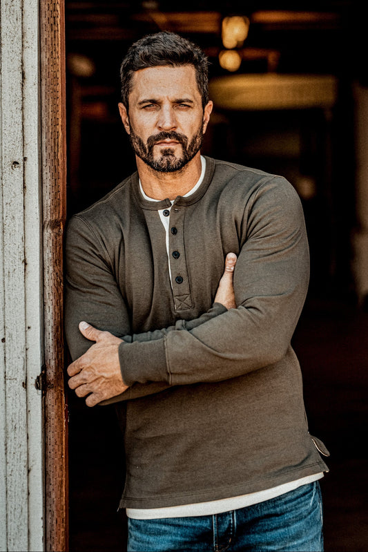 Men | Stinson Henley | 12oz 100% Cotton - Olive