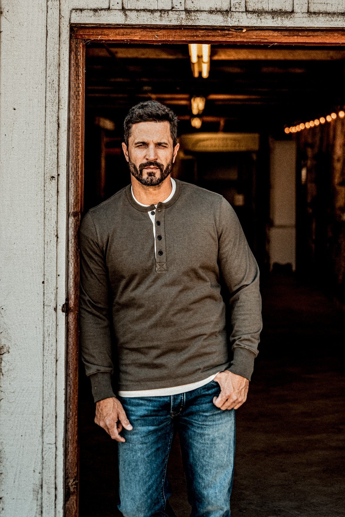 Men | Stinson Henley | 12oz 100% Cotton - Olive