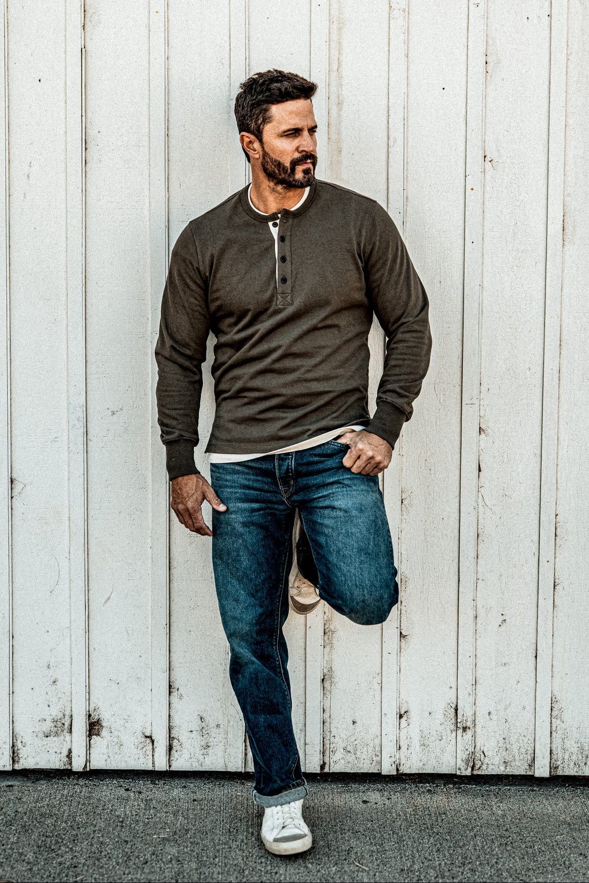 Men | Stinson Henley | 12oz 100% Cotton - Olive