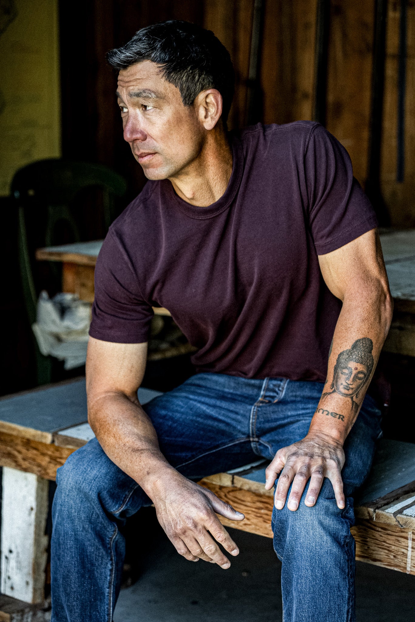 Men | Bolinas Tee Heavyweight | 8oz 100% Cotton - Oxblood