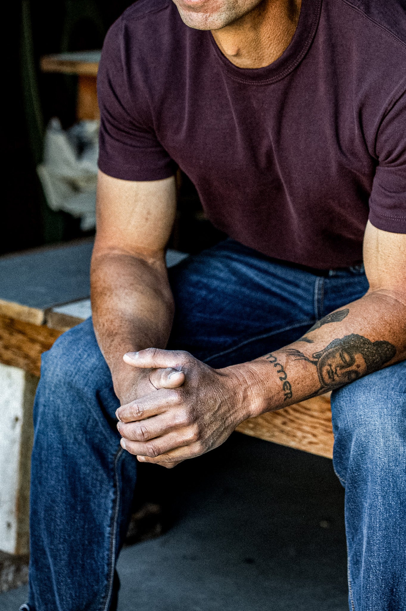 Men | Bolinas Tee Heavyweight | 8oz 100% Cotton - Oxblood
