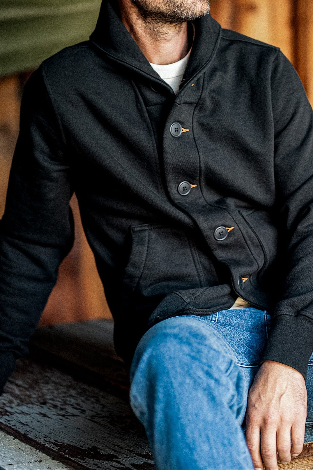 Men's Bodega Shawl Cardigan French Terry - Basalt | WiesMade