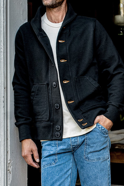 Men's Bodega Shawl Cardigan | 14oz 100% Cotton French Terry- Basalt