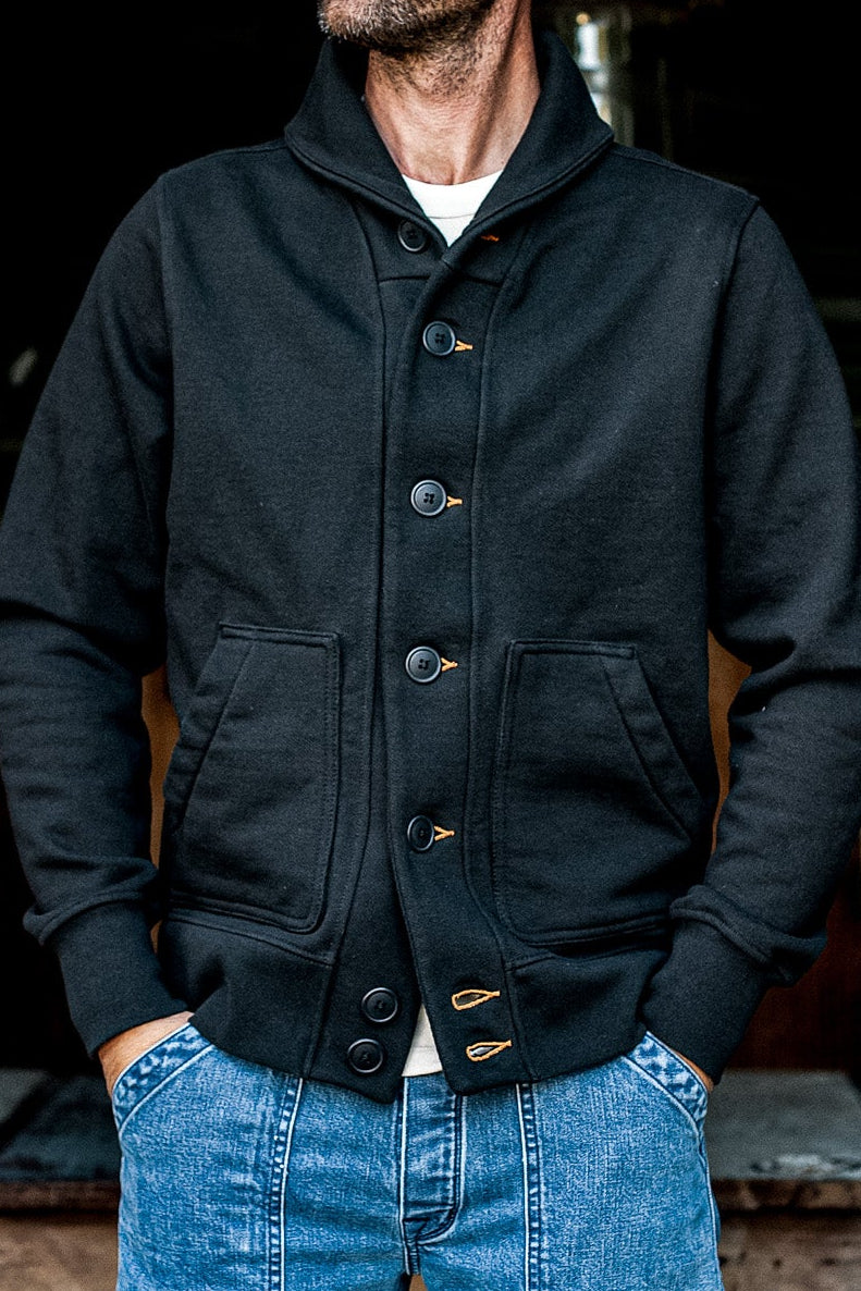 Men's Bodega Shawl Cardigan | 14oz 100% Cotton French Terry- Basalt