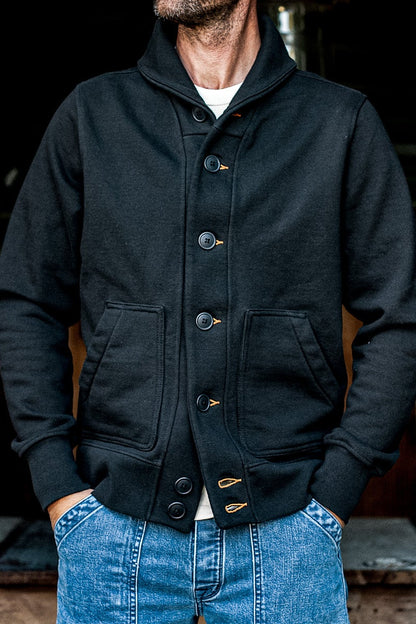 Men's Bodega Shawl Cardigan | 14oz 100% Cotton French Terry- Basalt