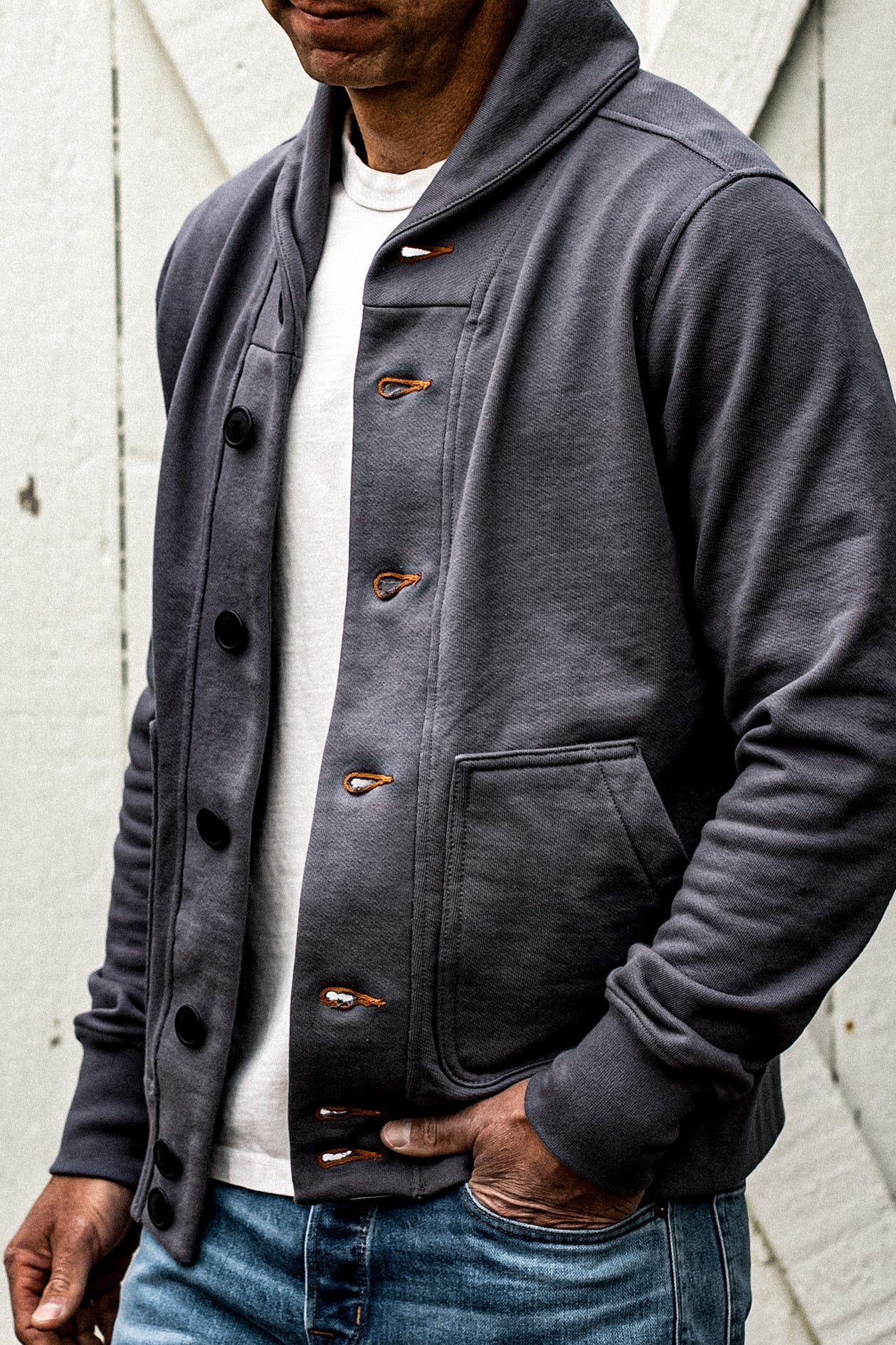 Bodega Cardigan French Terry Shawl Collar Cardigan