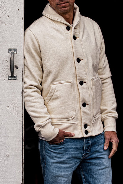 Men's Bodega Shawl Cardigan | 14oz 100% Cotton French Terry - Natural