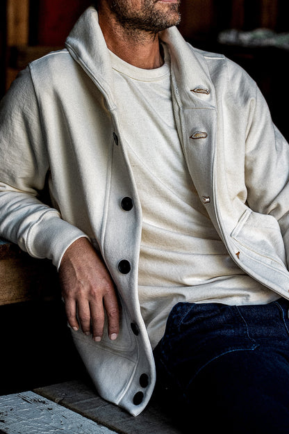 Men's Bodega Shawl Cardigan | 14oz 100% Cotton French Terry - Natural