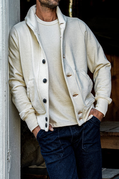 Men's Bodega Shawl Cardigan | 14oz 100% Cotton French Terry - Natural