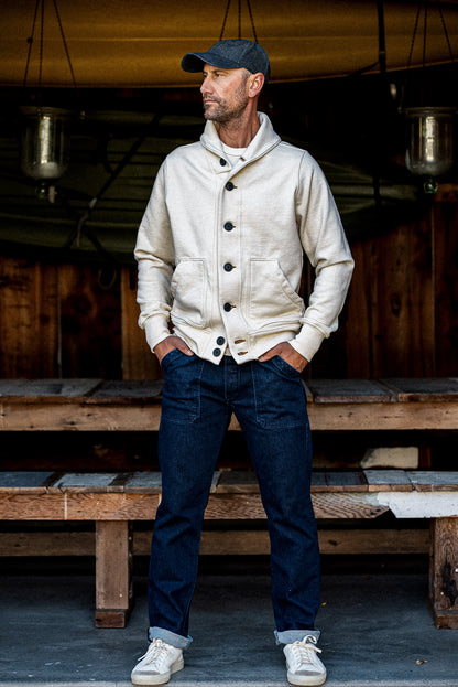 Men's Bodega Shawl Cardigan | 14oz 100% Cotton French Terry - Natural