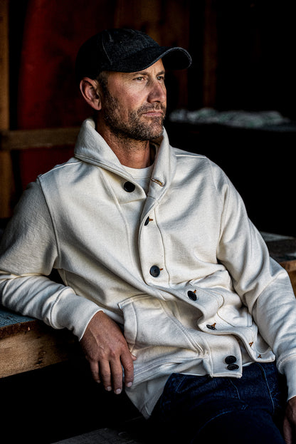 Men's Bodega Shawl Cardigan | 14oz 100% Cotton French Terry - Natural