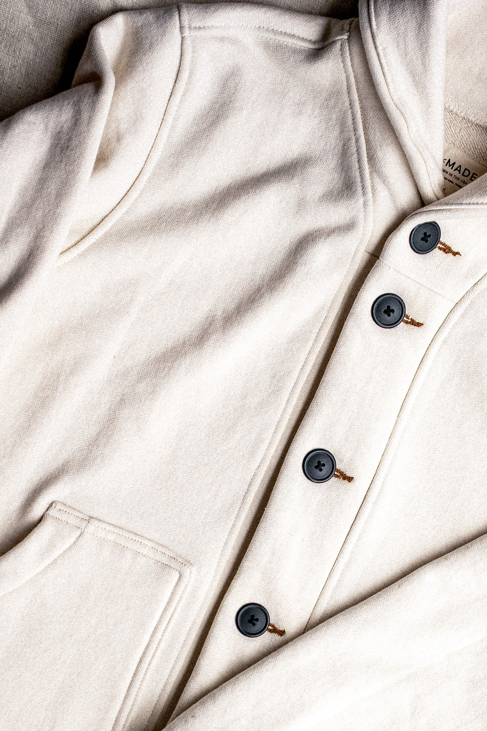 Men's Bodega Shawl Cardigan | 14oz 100% Cotton French Terry - Natural