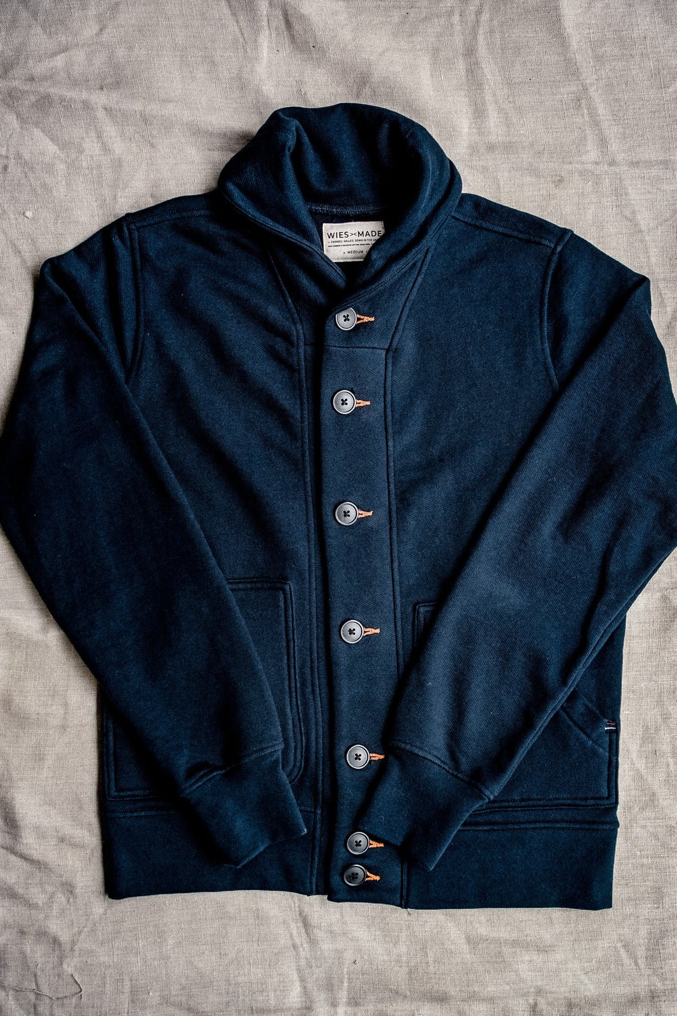 Men's Bodega Shawl Cardigan | 14oz 100% Cotton French Terry - Navy