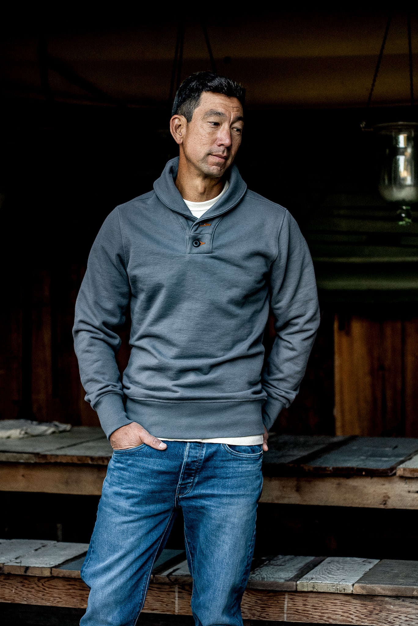 Bodega Shawl Pullover | 14oz French Terry - Pebble