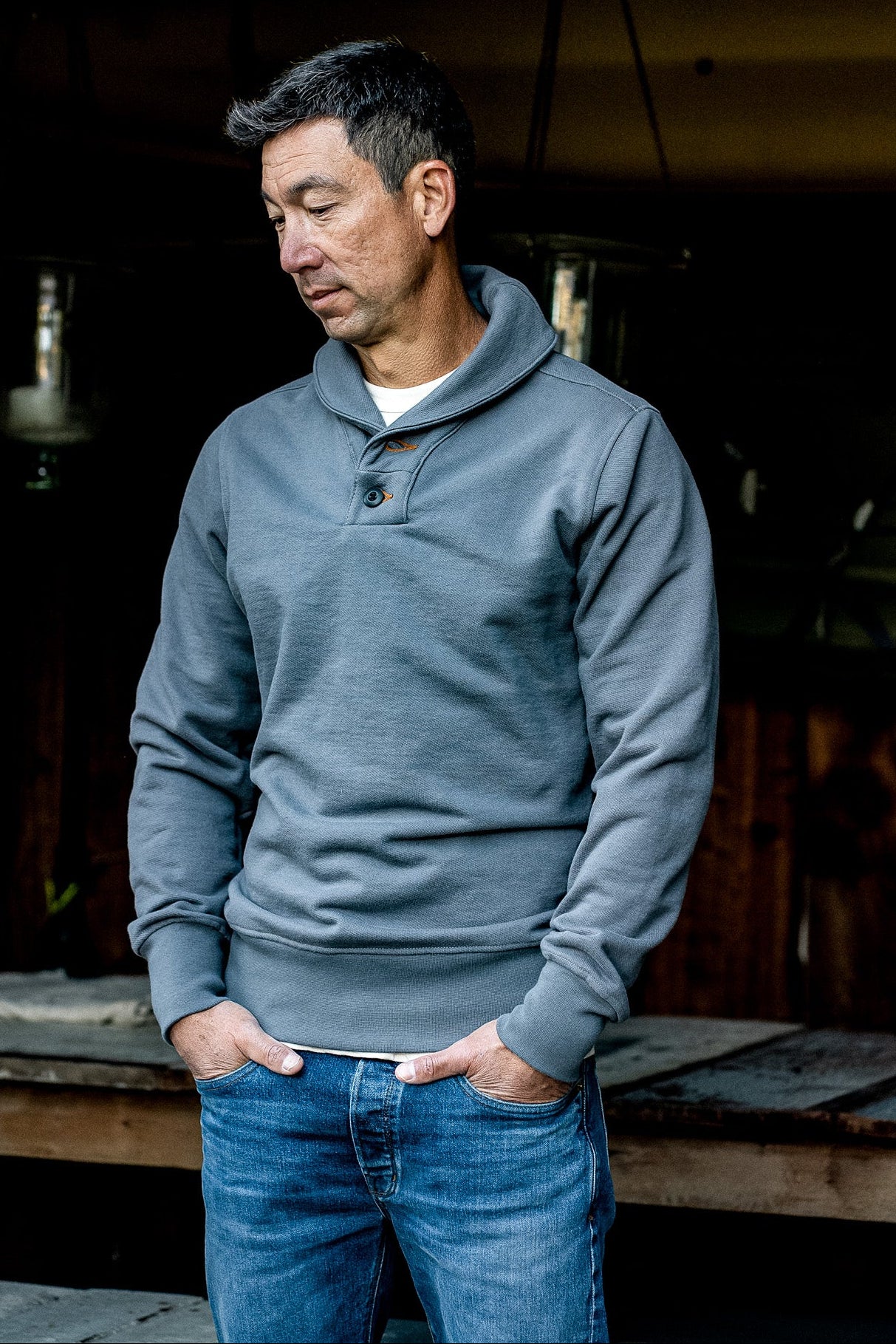 Bodega Shawl Pullover | 14oz French Terry - Pebble