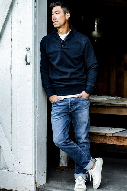 Bodega Shawl Pullover | 14oz French Terry - Navy
