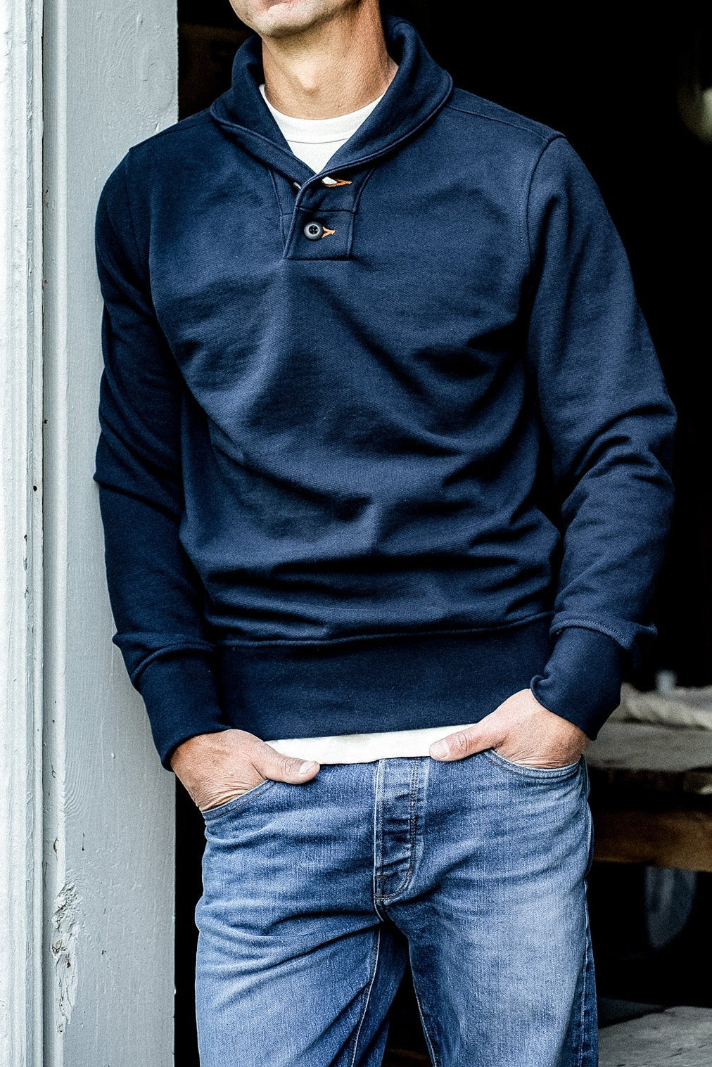 Bodega Shawl Pullover | 14oz French Terry - Navy