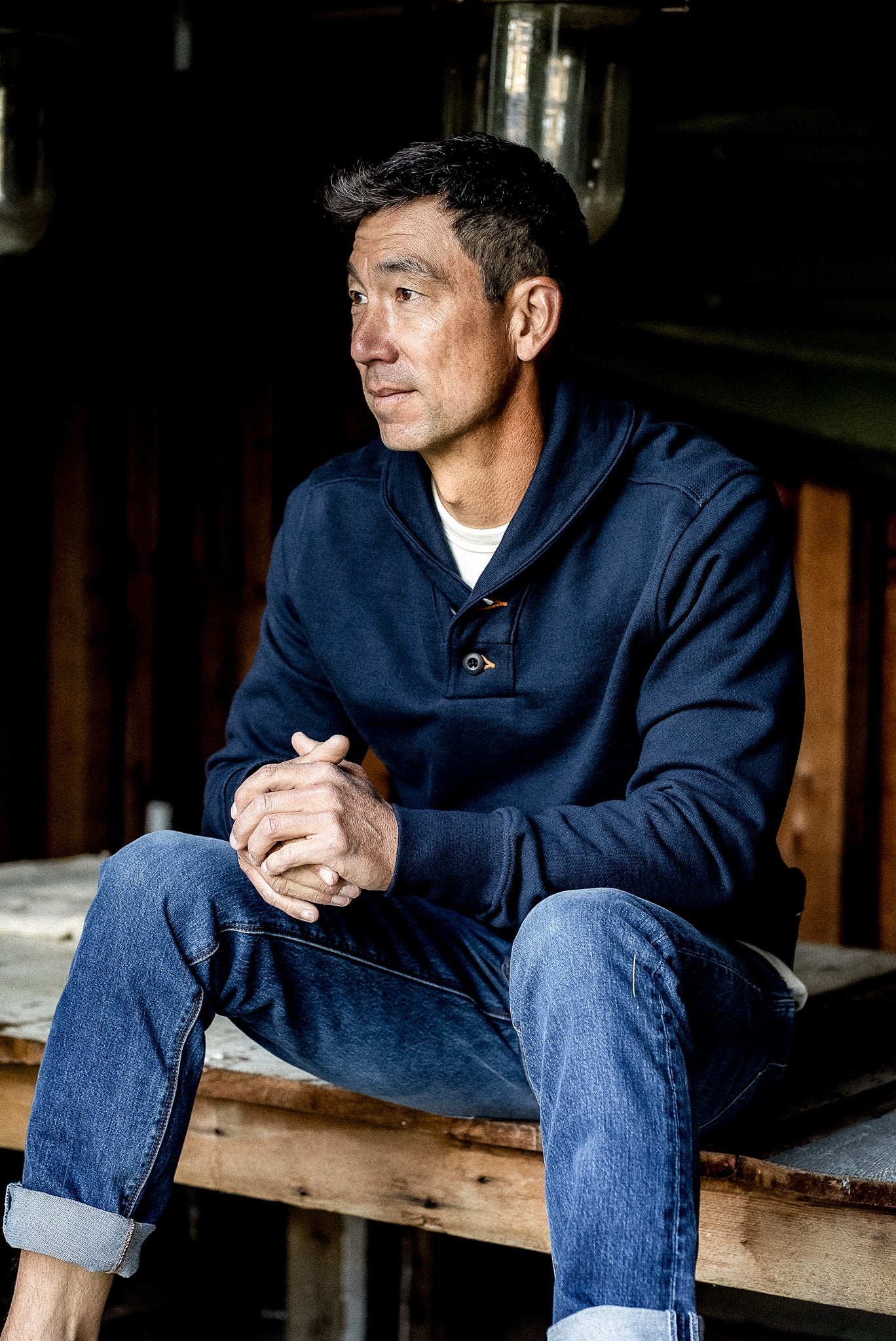 Bodega Shawl Pullover | 14oz French Terry - Navy