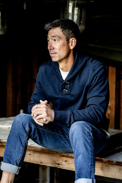 Bodega Shawl Pullover | 14oz French Terry - Navy