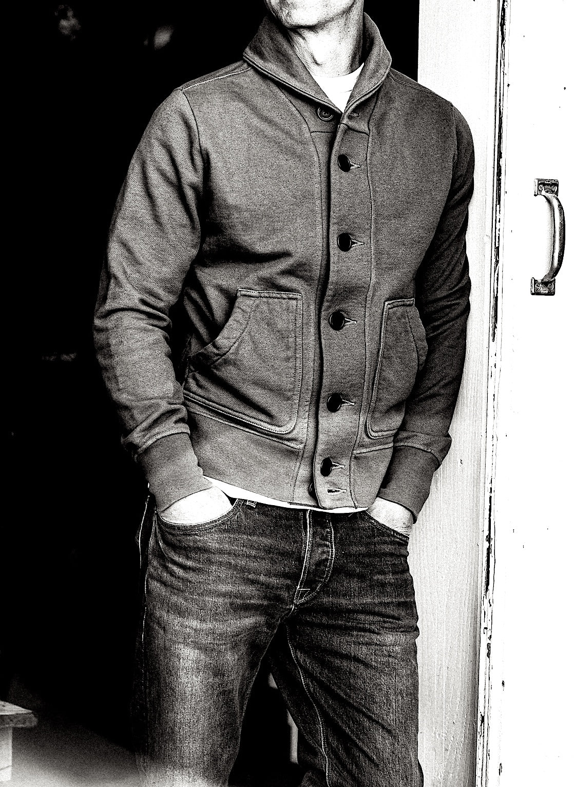 Men | Bodega Cardigan | 14oz 100% Cotton French Terry - Natural