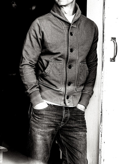 Men | Bodega Cardigan | 14oz 100% Cotton French Terry - Natural