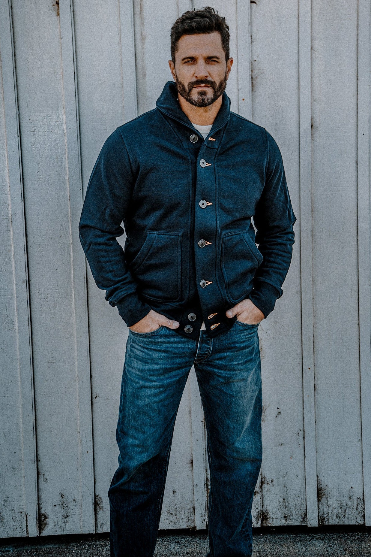 Men's Bodega Shawl Cardigan French Terry - Navy – WiesMade