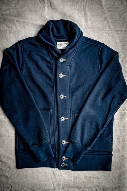 Men's Bodega Shawl Cardigan | 14oz 100% Cotton French Terry - Navy