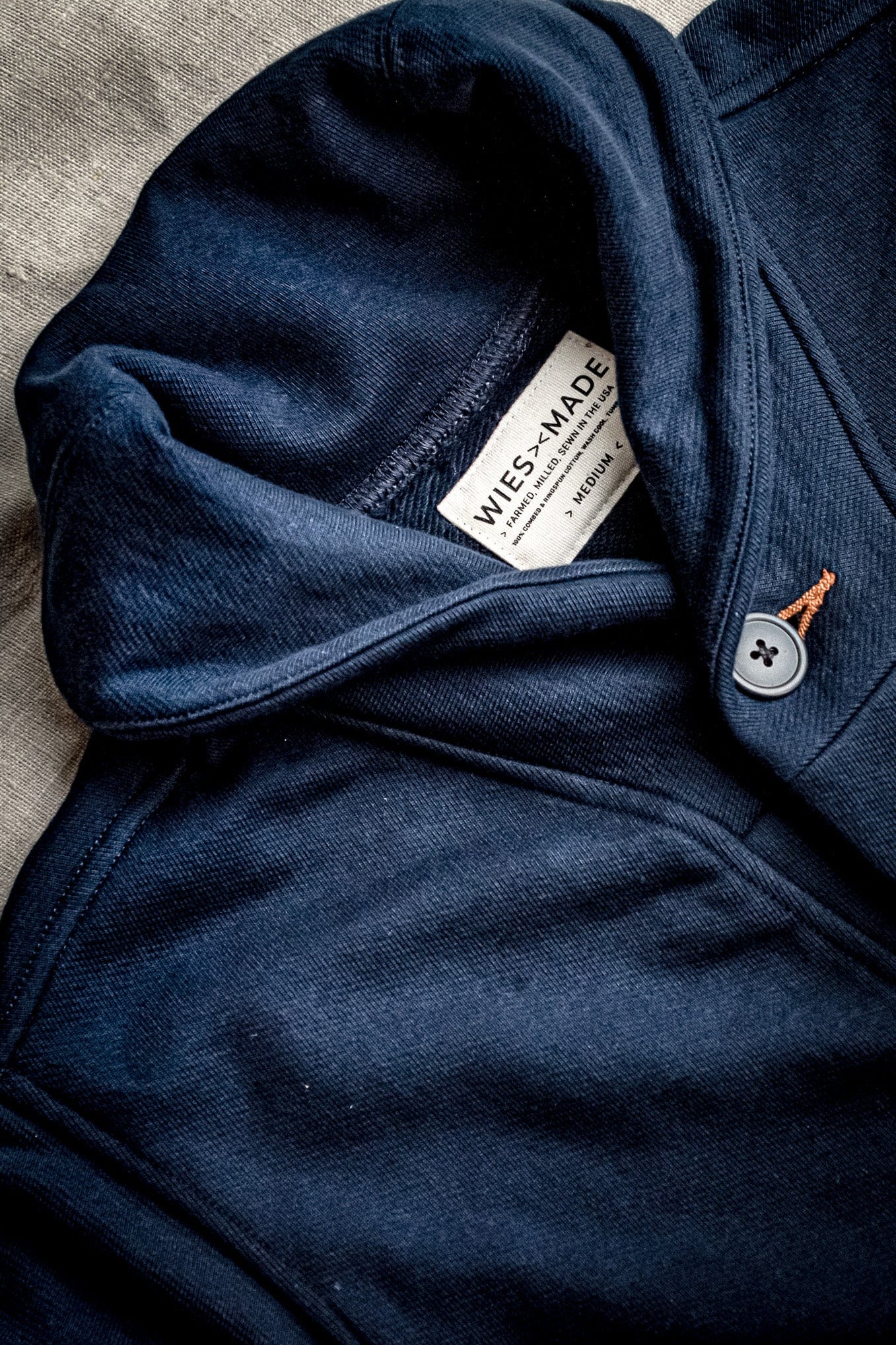 Men's Bodega Shawl Cardigan | 14oz 100% Cotton French Terry - Navy