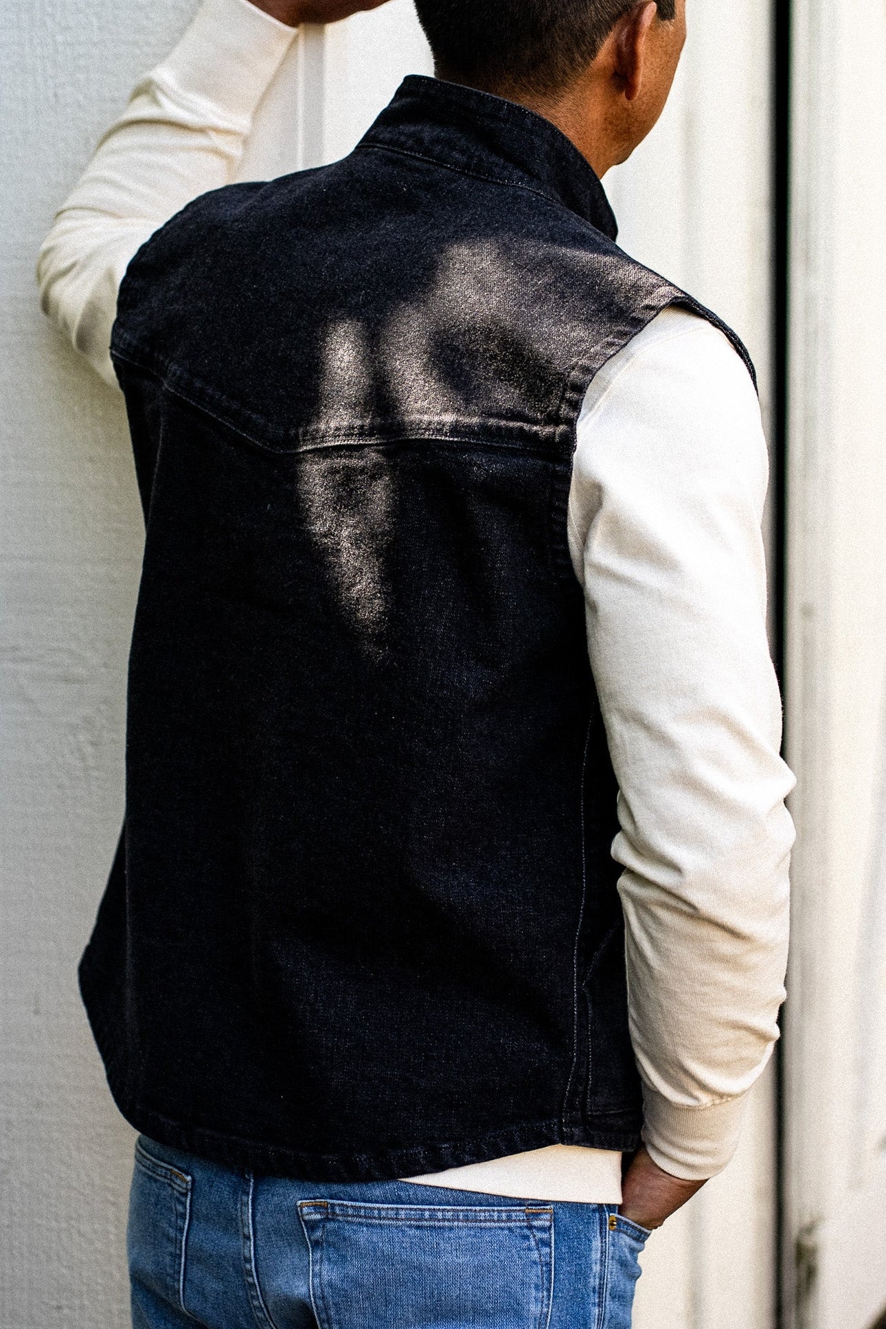 James Vest | Black 14oz Broken Twill Denim