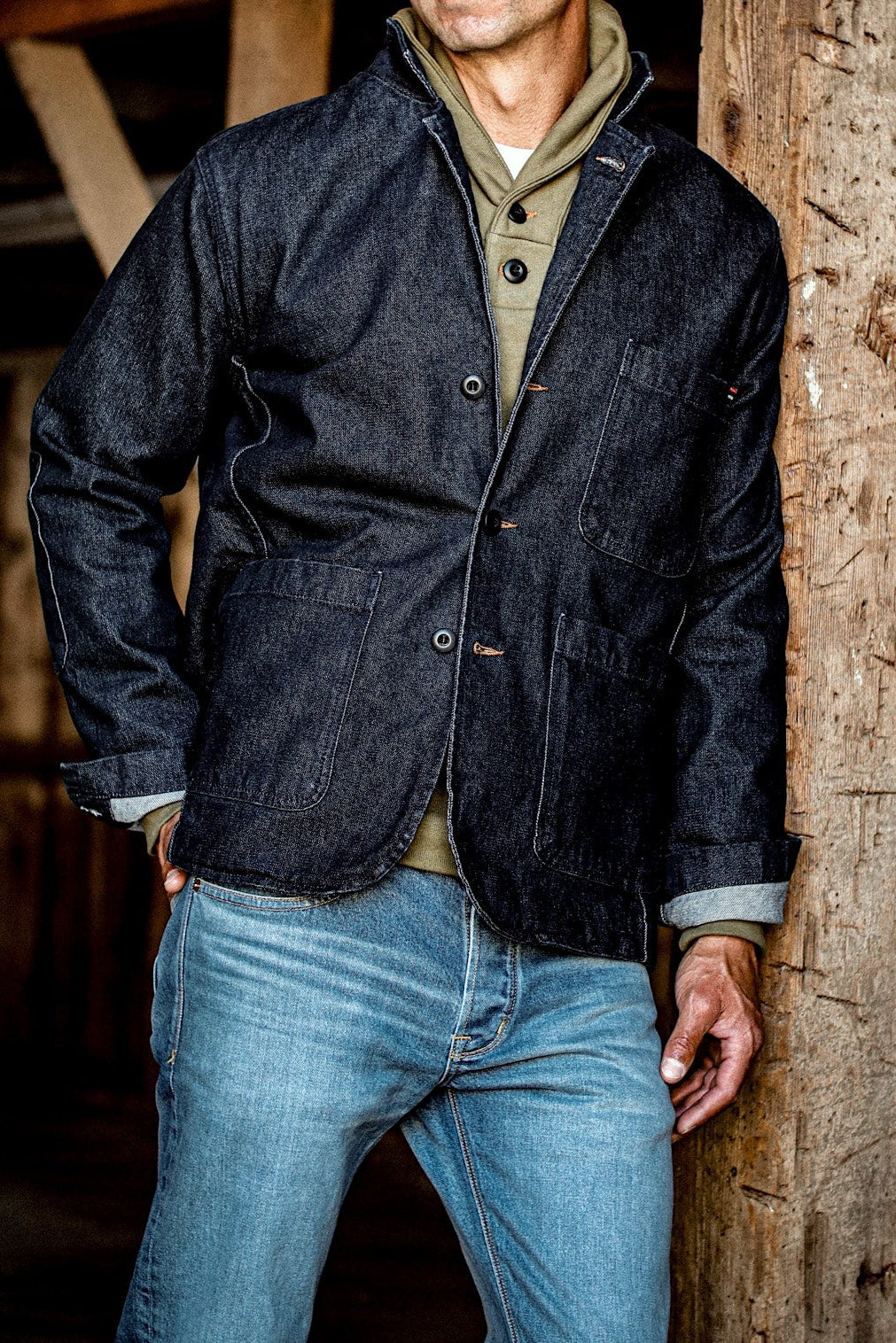 Men | Scout Blazer | Denim Chore Blazer - Ocean – WiesMade Men | Scout Blazer | Denim Chore Blazer - Ocean – WiesMade