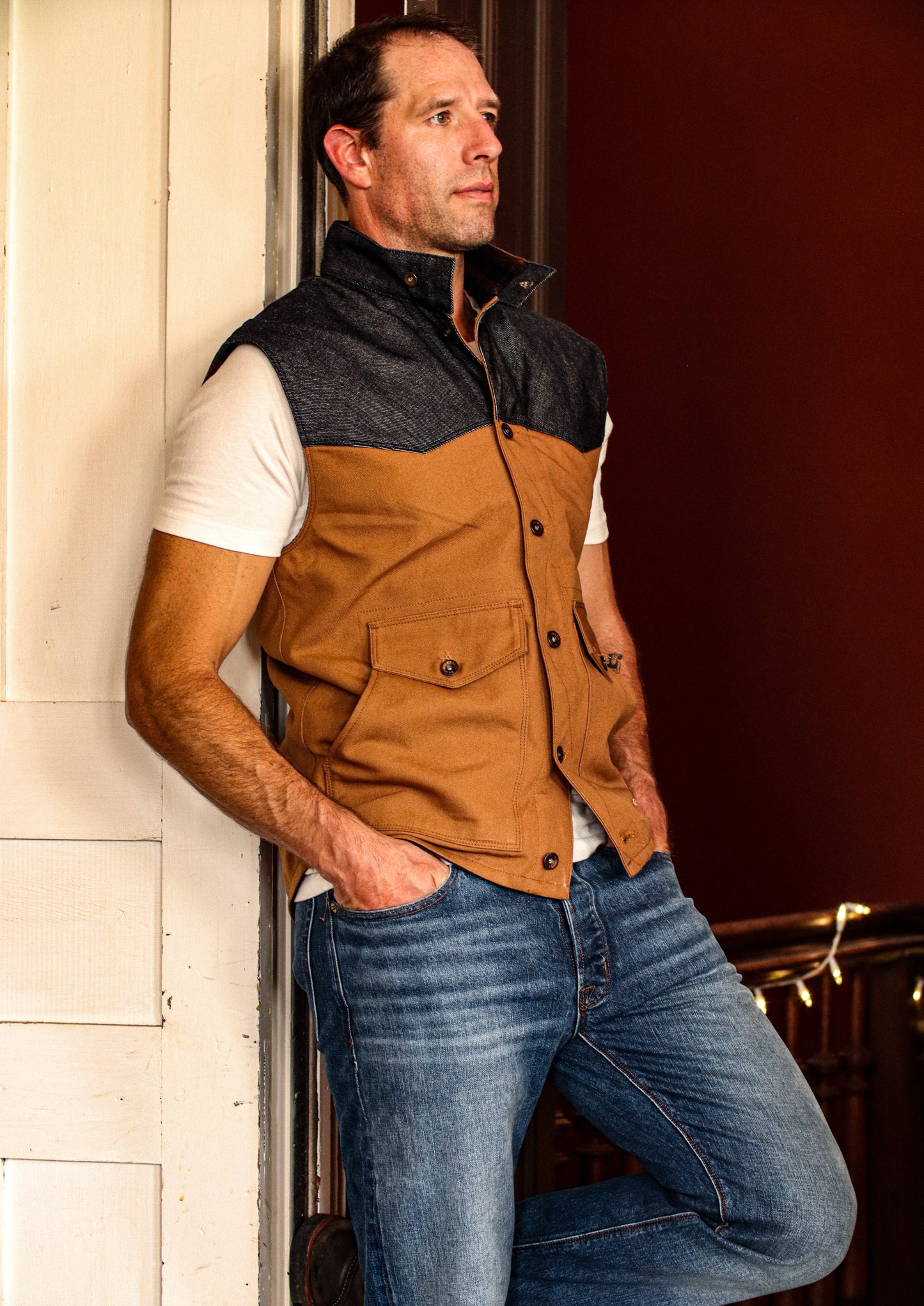 Men's James 100% wool lined canvas vest | Raw Denim & Duck Canvas
