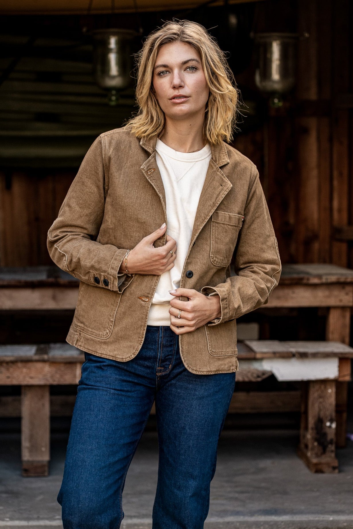 Scout Blazer | Denim Chore Blazer Wheat