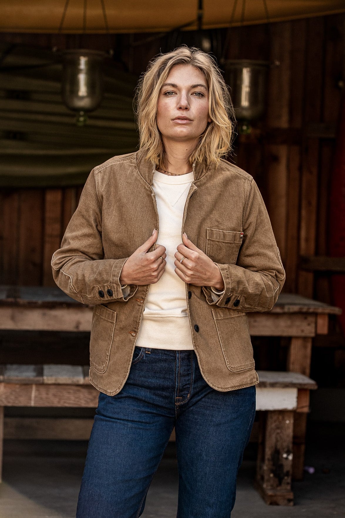 Scout Blazer | Denim Chore Blazer Wheat