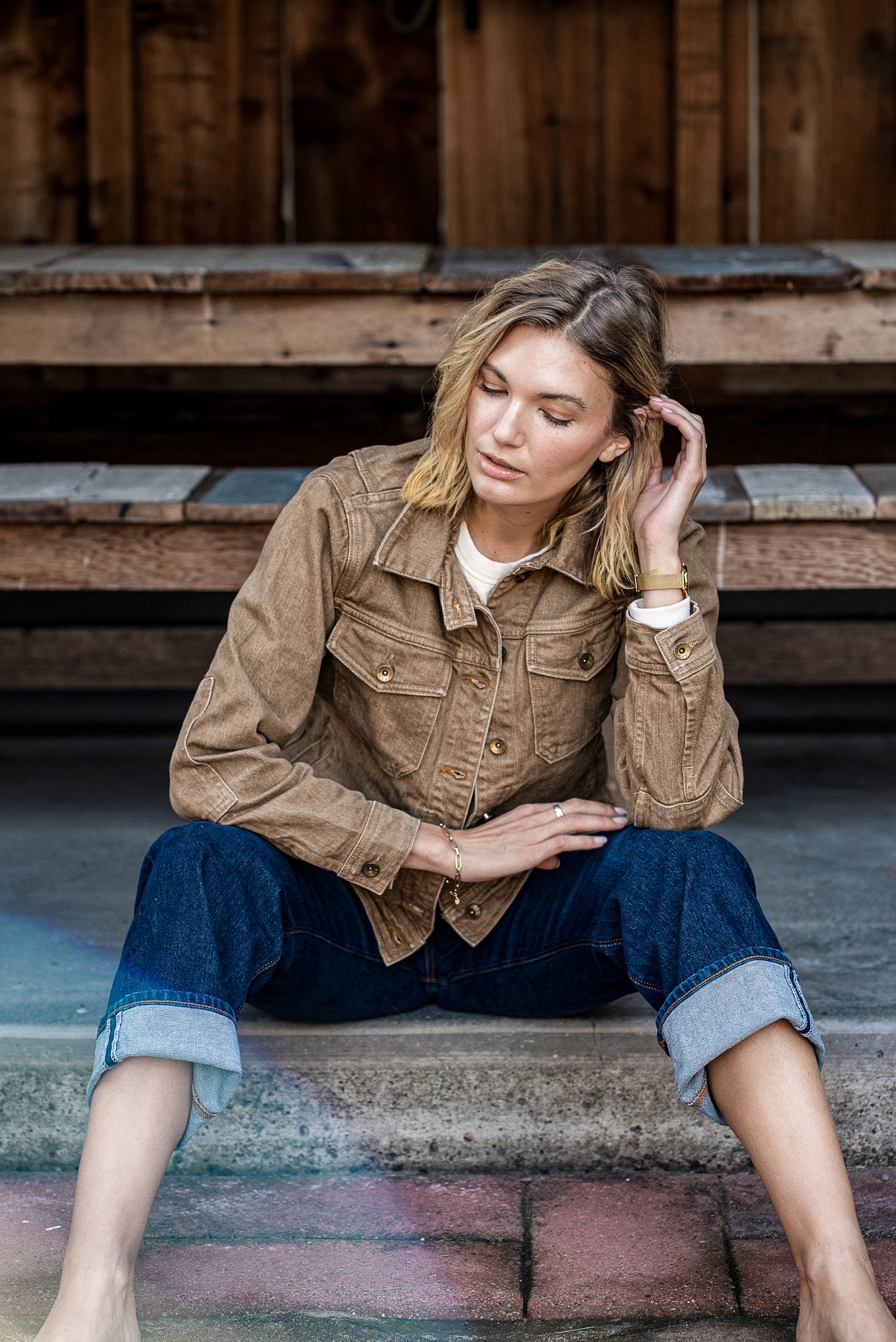 Artcher Jacket | Wheat 14oz Broken Twill Denim