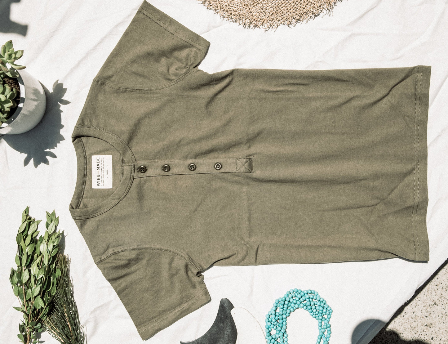 Women's Reyes Heavyweight Henley | 8oz 100% American Made Cotton - Olive