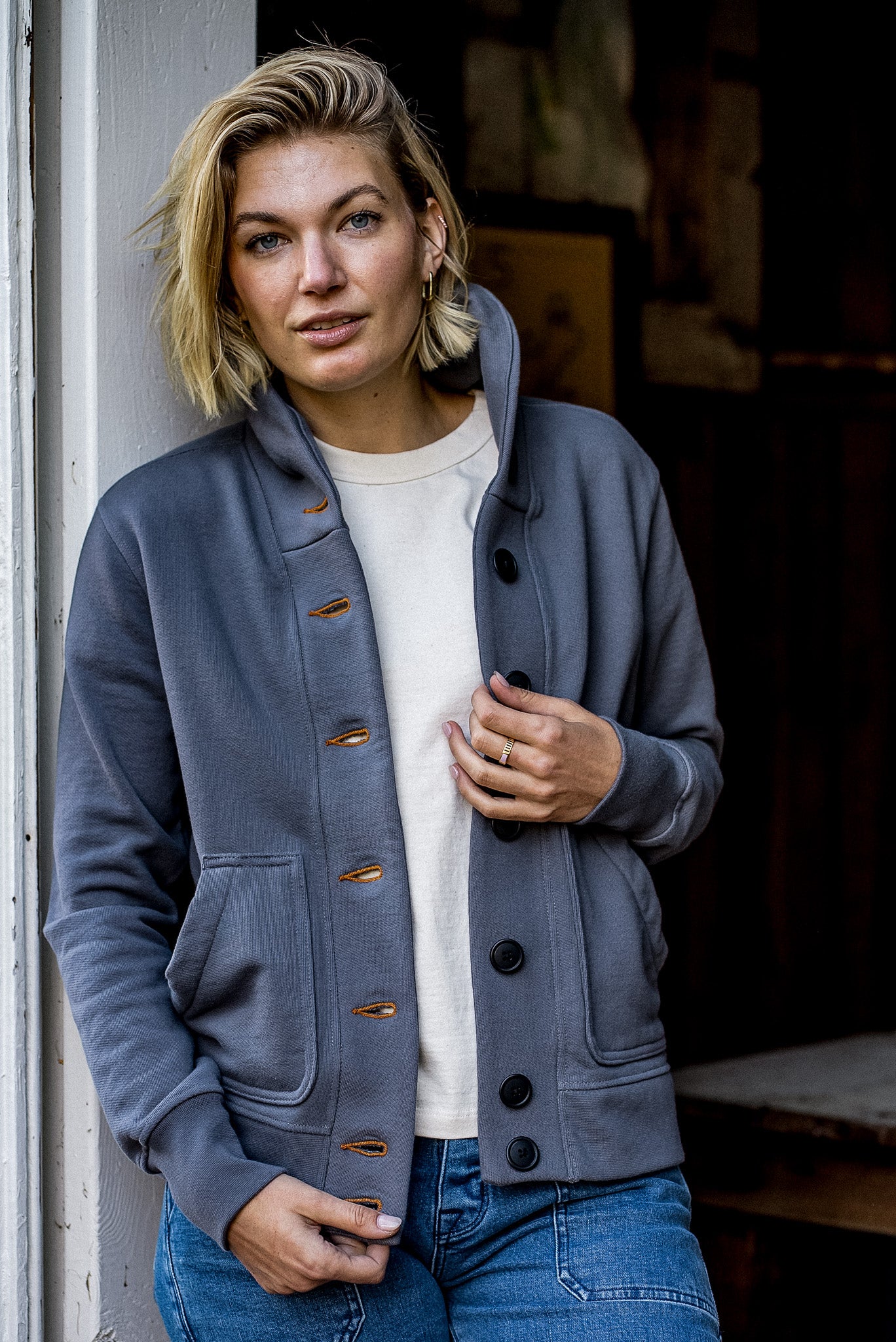OHOTORO - Water Ribbed Cardigan チャコール water ribbed cardigan | OHOTORO