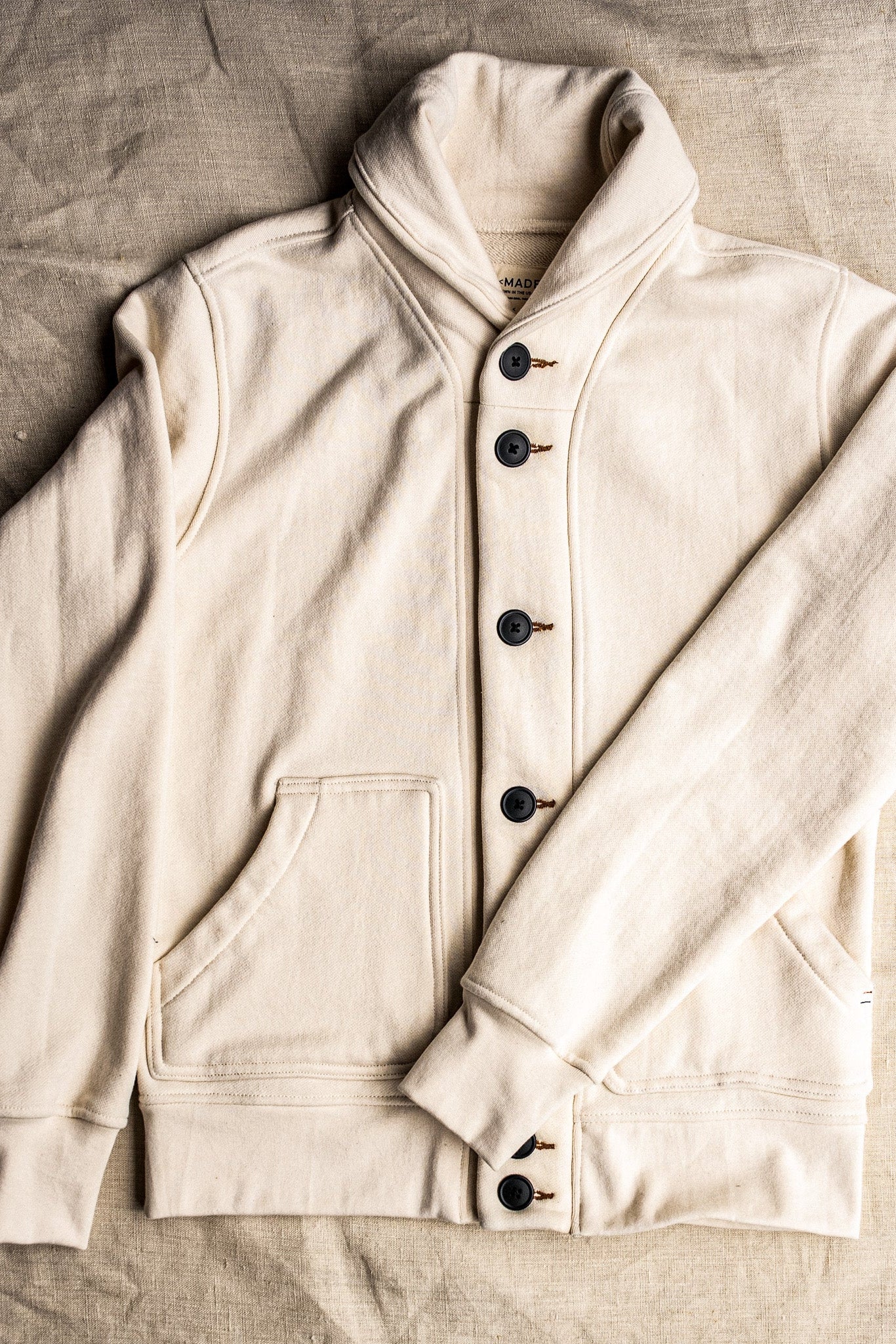 Bodega Cardigan | 140z 100% Cotton French Terry - Natural