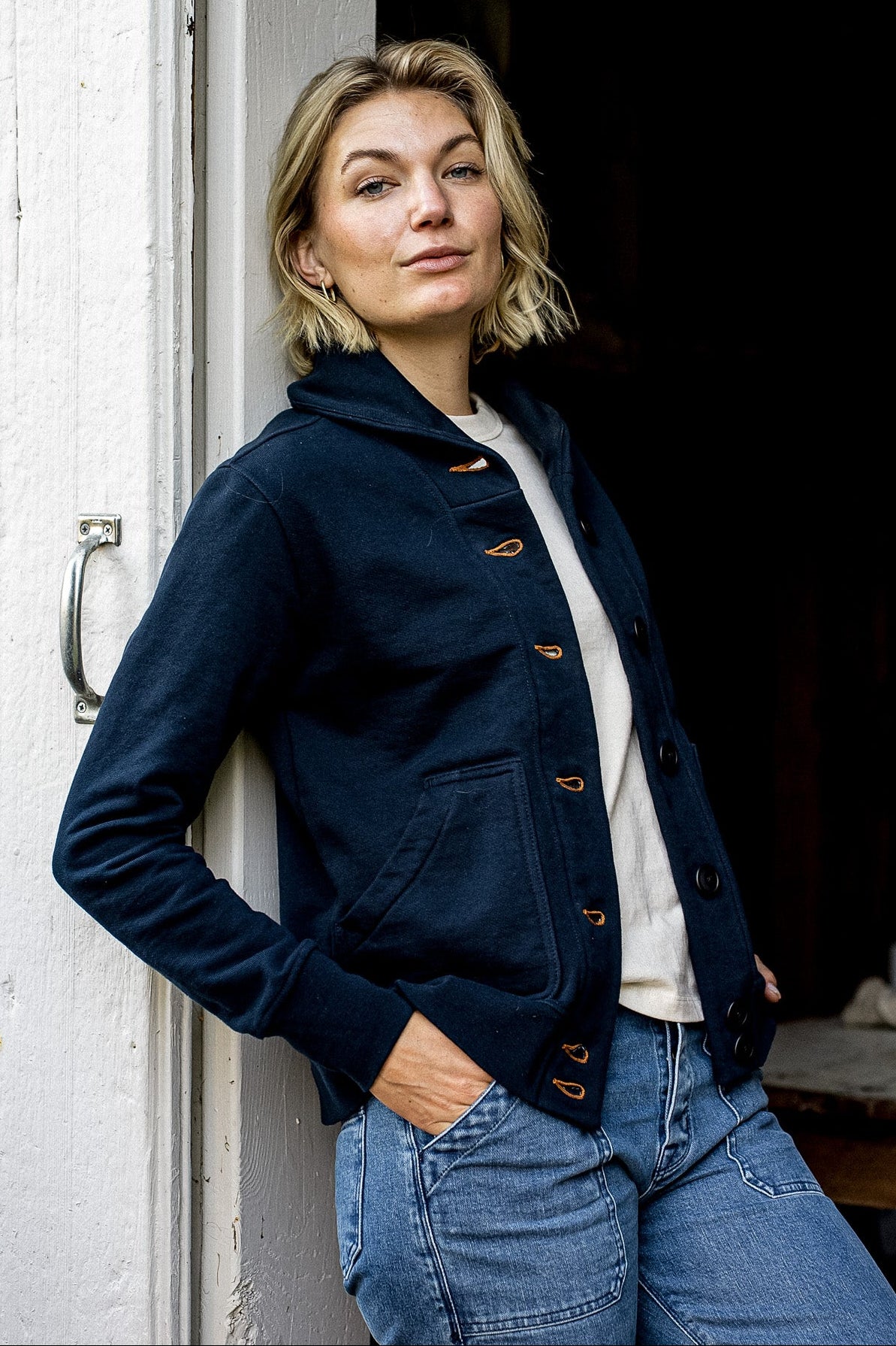 Bodega Cardigan | 140z 100% Cotton French Terry - Navy