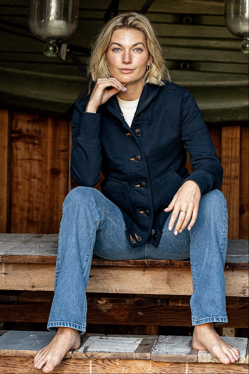 Bodega Cardigan | 140z 100% Cotton French Terry - Navy