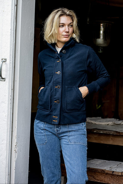 Bodega Cardigan | 140z 100% Cotton French Terry - Navy