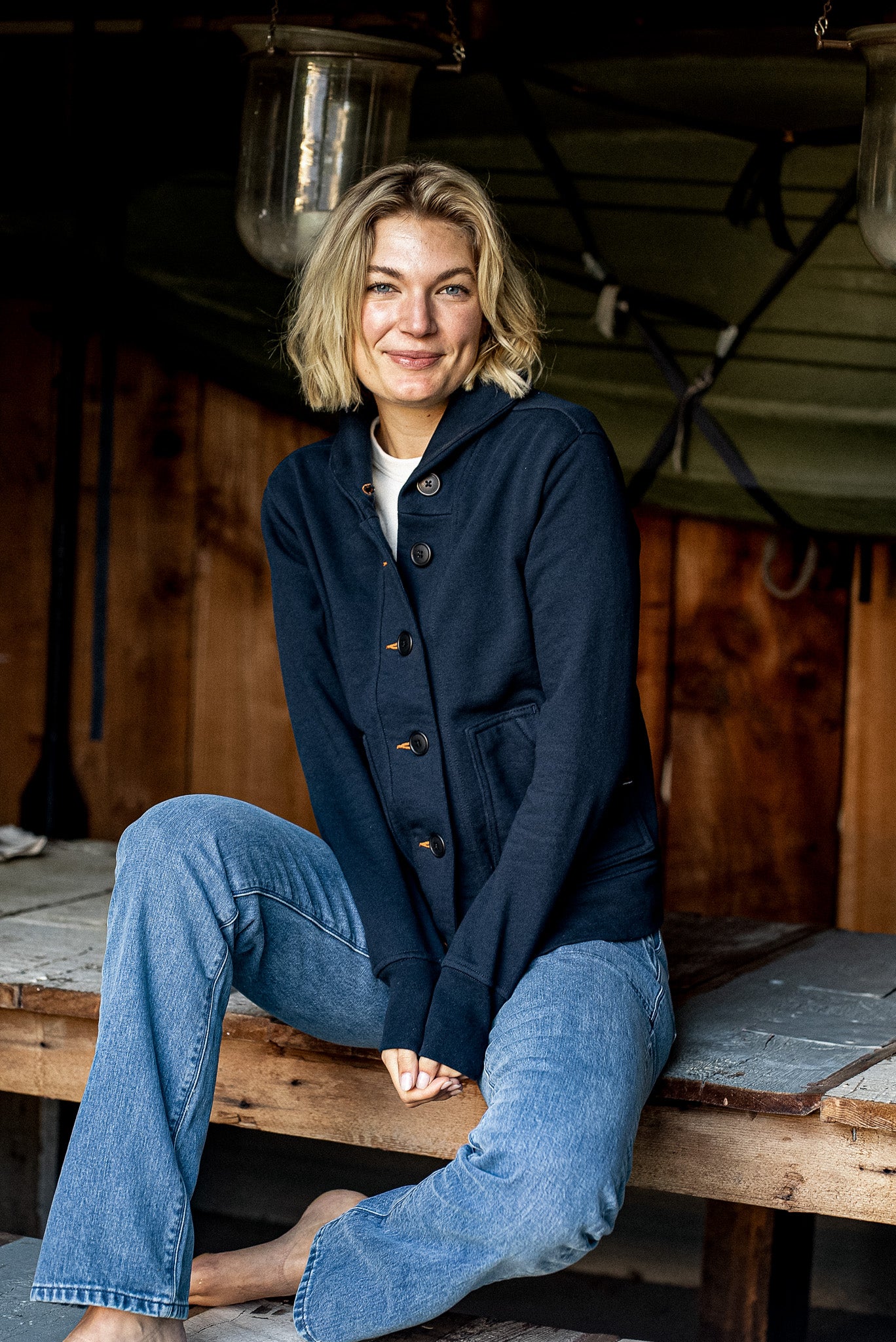 Bodega Cardigan | 140z 100% Cotton French Terry - Navy