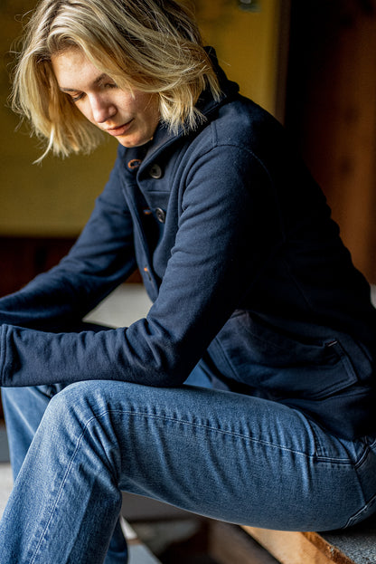 Bodega Cardigan | 140z 100% Cotton French Terry - Navy