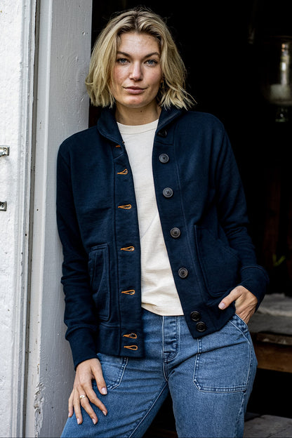 Bodega Cardigan | 140z 100% Cotton French Terry - Navy