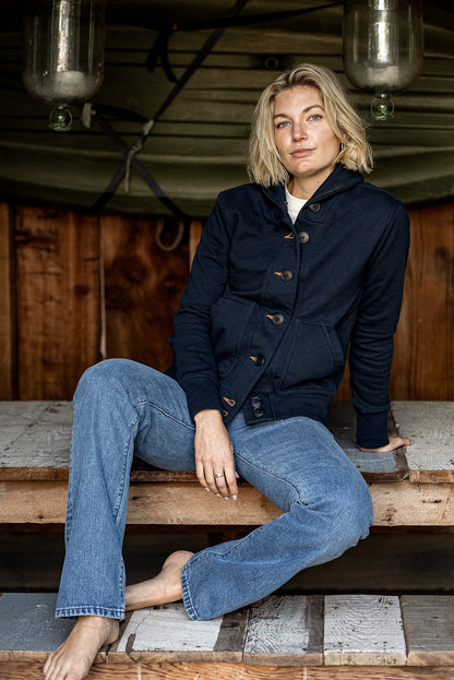 Bodega Cardigan | 140z 100% Cotton French Terry - Navy