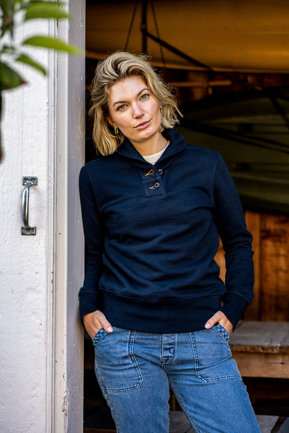 Bodega Shawl Pullover | Navy - 14oz French Terry