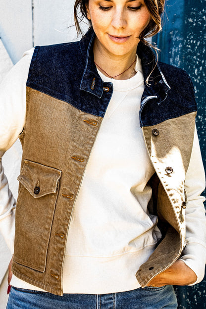 Jamie Vest | Wheat 14oz Broken Twill Denim