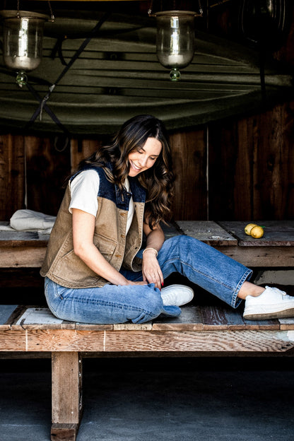 Jamie Vest | Wheat 14oz Broken Twill Denim