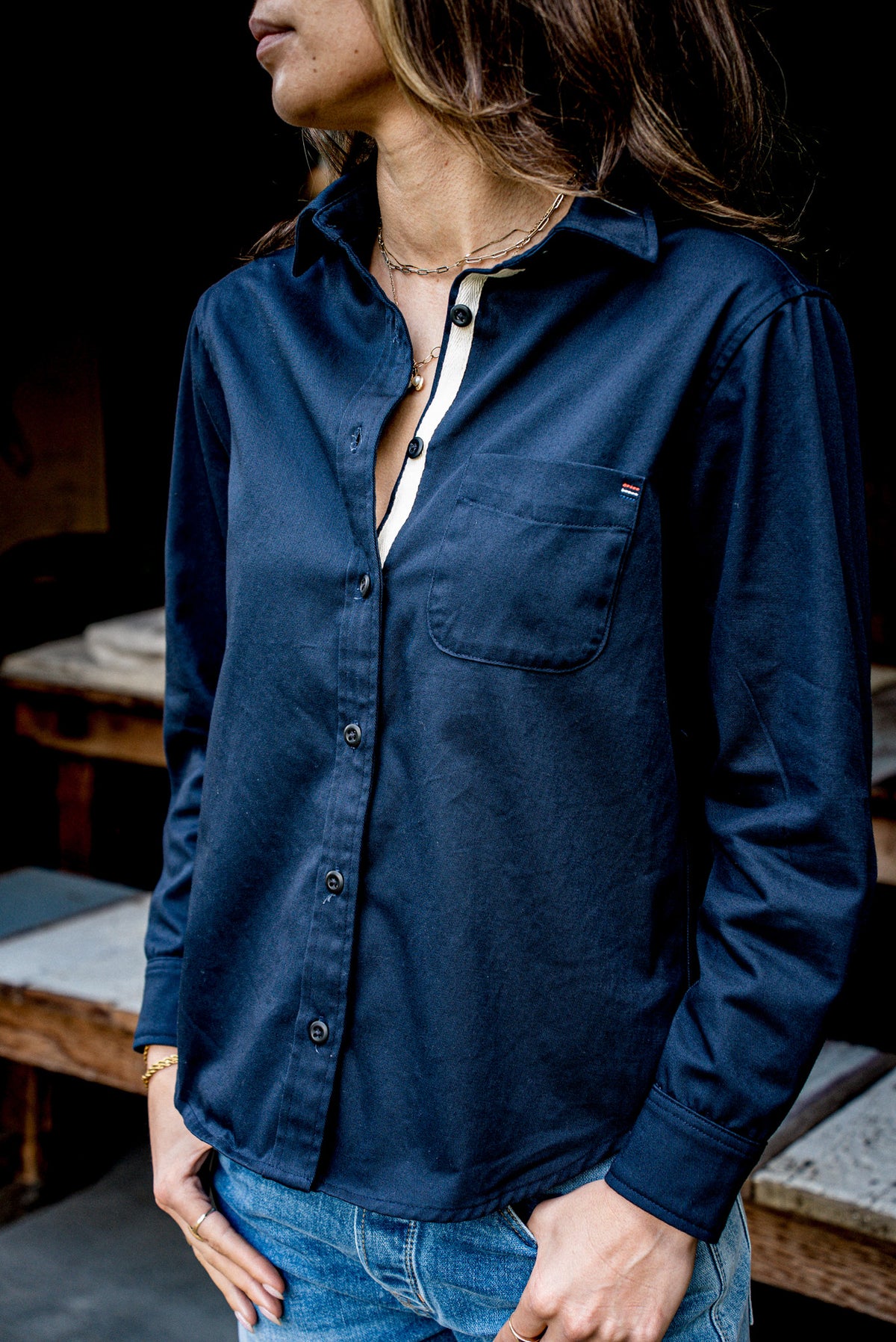 Women | Luma Shirting  | 7oz Twill 100% cotton - Navy